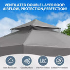 EAGLE PEAK 8'x8' Double Roof Outdoor Patio Gazebo with Mesh Netting
