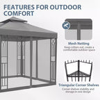 EAGLE PEAK 8'x8' Double Roof Outdoor Patio Gazebo with Mesh Netting