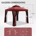 EAGLE PEAK 8'x8' Double Roof Outdoor Patio Gazebo with Mesh Netting