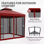 EAGLE PEAK 8'x8' Double Roof Outdoor Patio Gazebo with Mesh Netting