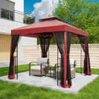 EAGLE PEAK 8'x8' Double Roof Outdoor Patio Gazebo with Mesh Netting