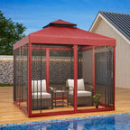 EAGLE PEAK 8'x8' Double Roof Outdoor Patio Gazebo with Mesh Netting