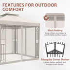 EAGLE PEAK 8'x8' Double Roof Outdoor Patio Gazebo with Mesh Netting