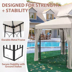 EAGLE PEAK 8'x8' Double Roof Outdoor Patio Gazebo with Mesh Netting