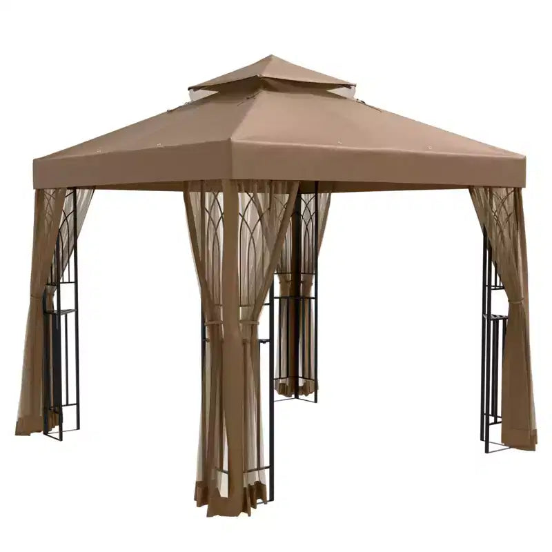 EAGLE PEAK 8'x8' Double Roof Outdoor Patio Gazebo with Mesh Netting