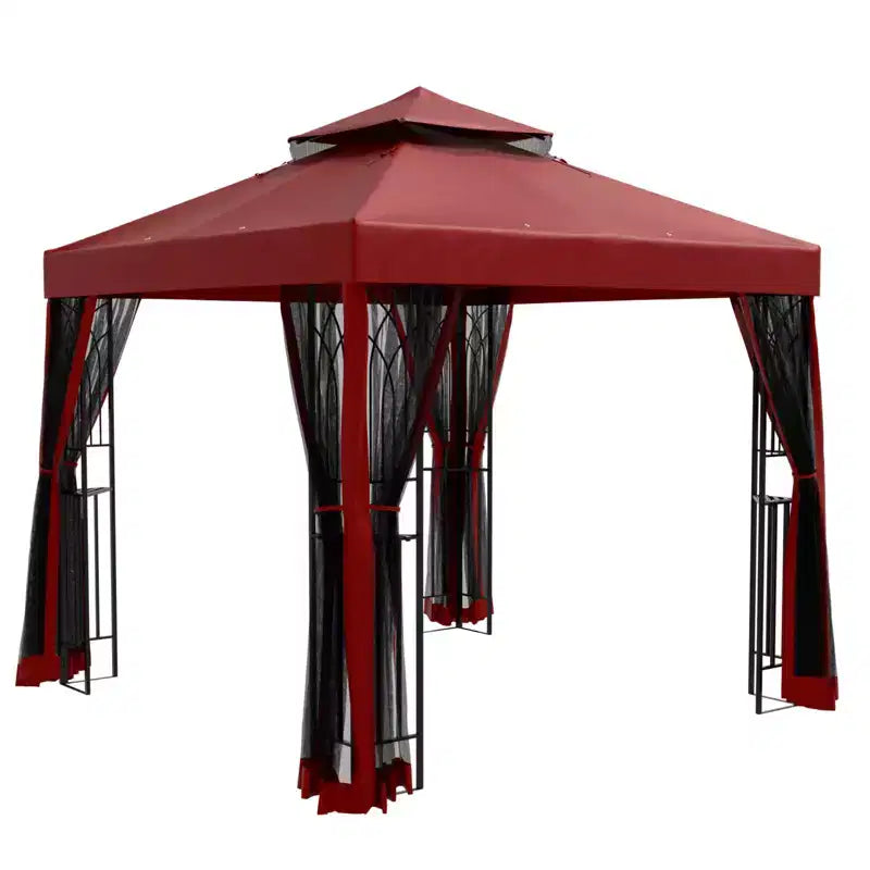 EAGLE PEAK 8'x8' Double Roof Outdoor Patio Gazebo with Mesh Netting