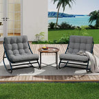 Outdoor Papasan Rocking Chair with Thick Waterproof Cushion, Heavy Duty Metal Rocker Chair,Comfy Lounge Chair for Indoor Living Room, Patio, Garden