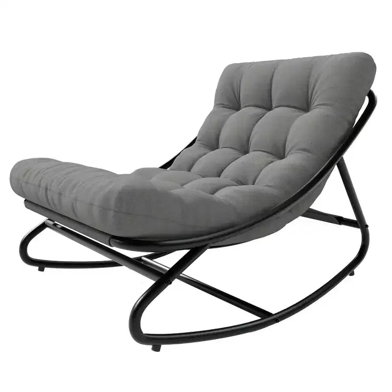 Outdoor Papasan Rocking Chair with Thick Waterproof Cushion, Heavy Duty Metal Rocker Chair,Comfy Lounge Chair for Indoor Living Room, Patio, Garden
