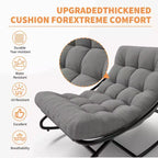 Outdoor Papasan Rocking Chair with Thick Waterproof Cushion, Heavy Duty Metal Rocker Chair,Comfy Lounge Chair for Indoor Living Room, Patio, Garden