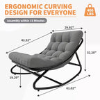 Outdoor Papasan Rocking Chair with Thick Waterproof Cushion, Heavy Duty Metal Rocker Chair,Comfy Lounge Chair for Indoor Living Room, Patio, Garden