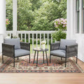 EROMMY 3-piece Patio Bistro Set, Iron Rope Armchairs With Coffee Table, Modern Outdoor Furniture With Thick Cushions