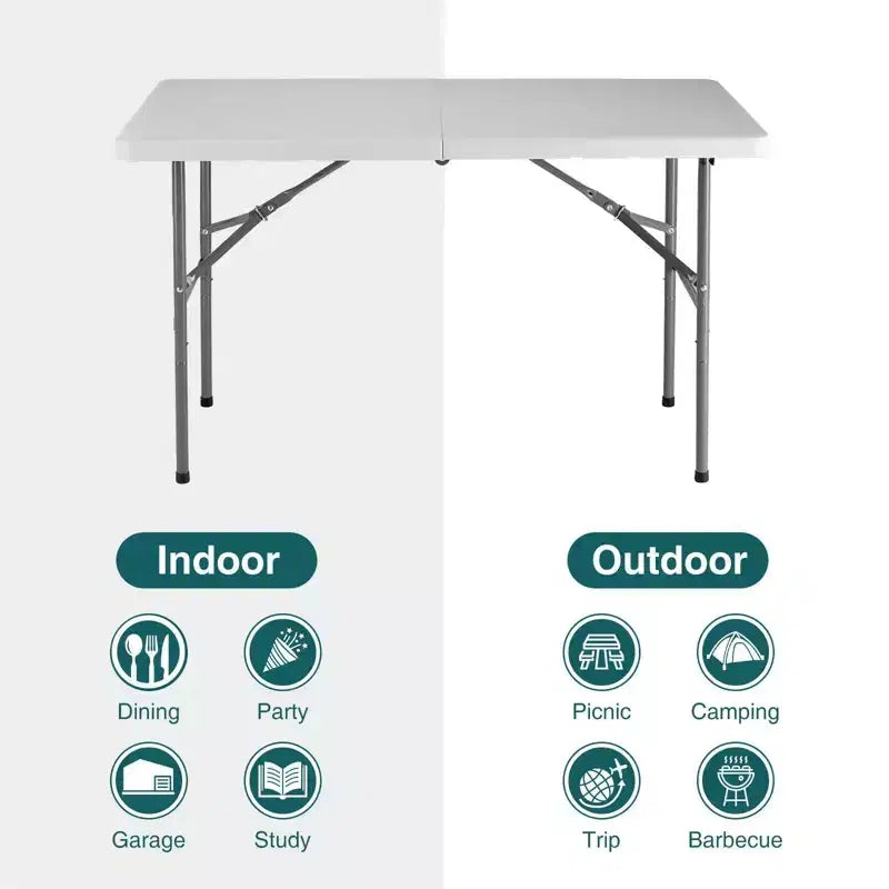 Folding Table Outdoor Indoor Heavy Duty Portable Table with Carrying Handle for Camping Picnic Party