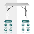 Folding Table Outdoor Indoor Heavy Duty Portable Table with Carrying Handle for Camping Picnic Party