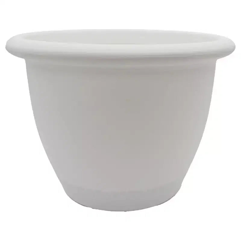 The HC Companies Sevilla Round Self-Watering Pot, Plastic Classic Planter with Internal Disk for Indoor and Outdoor Plants, 12 Inch, White