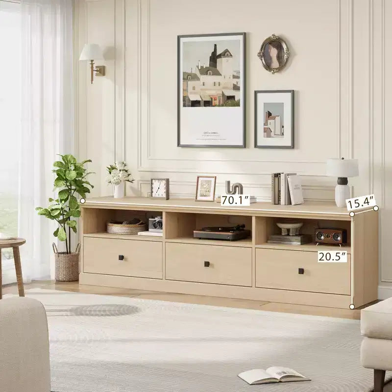 70in TV Stand for TVs up to 80, Mid Century Modern Entertainment Center with Drawer, TV Console Media Cabinet for Living Room, Bedroom