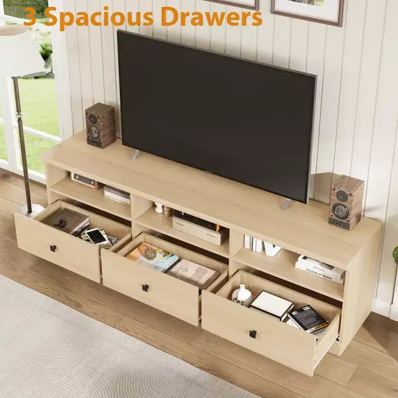 70in TV Stand for TVs up to 80, Mid Century Modern Entertainment Center with Drawer, TV Console Media Cabinet for Living Room, Bedroom