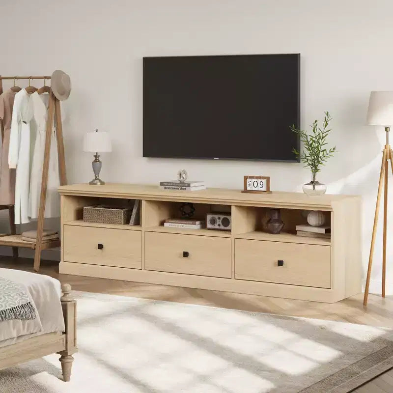 70in TV Stand for TVs up to 80, Mid Century Modern Entertainment Center with Drawer, TV Console Media Cabinet for Living Room, Bedroom