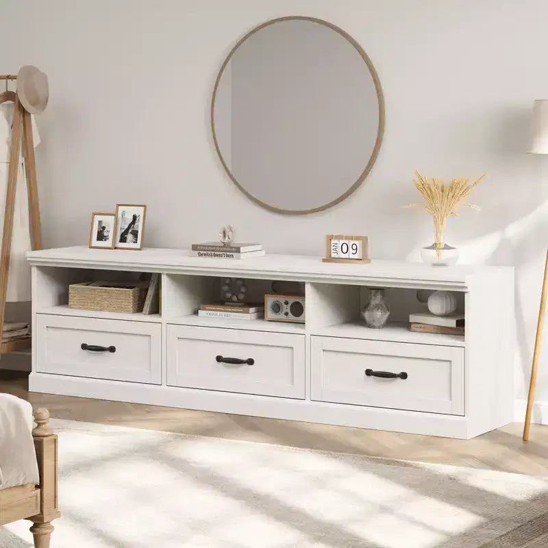 70in TV Stand for TVs up to 80, Mid Century Modern Entertainment Center with Drawer, TV Console Media Cabinet for Living Room, Bedroom
