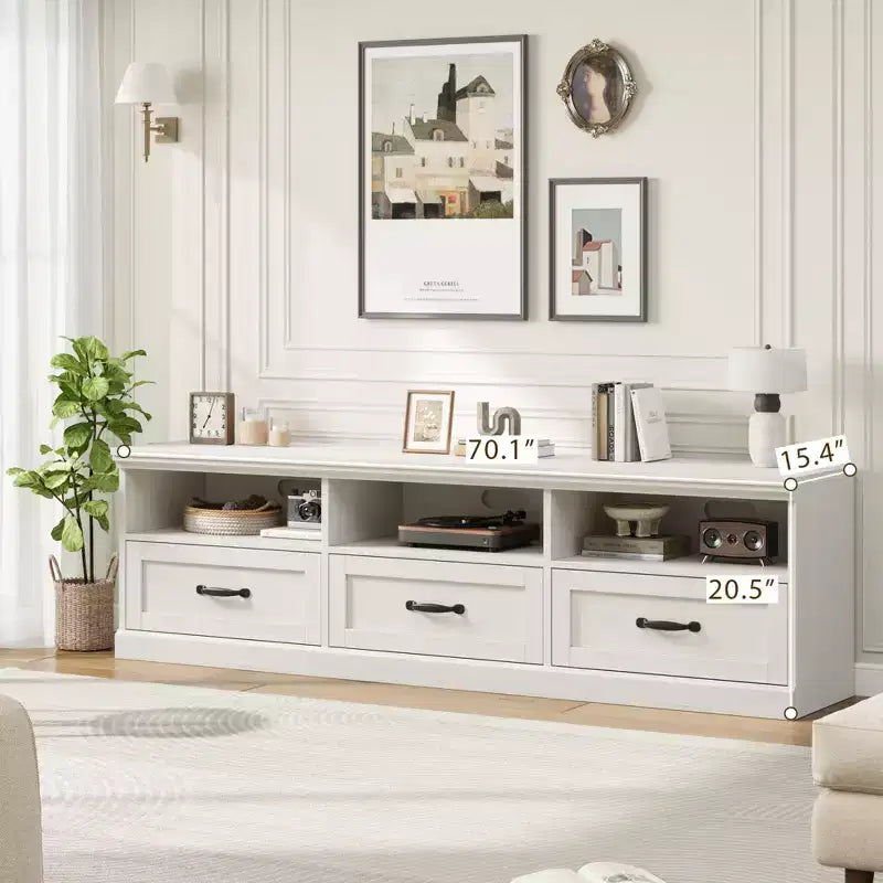 70in TV Stand for TVs up to 80, Mid Century Modern Entertainment Center with Drawer, TV Console Media Cabinet for Living Room, Bedroom