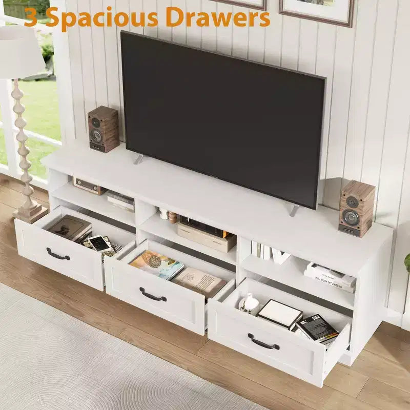 70in TV Stand for TVs up to 80, Mid Century Modern Entertainment Center with Drawer, TV Console Media Cabinet for Living Room, Bedroom