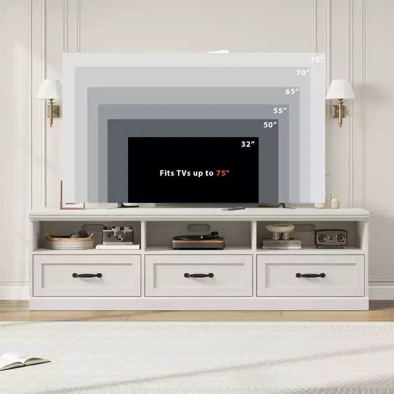 70in TV Stand for TVs up to 80, Mid Century Modern Entertainment Center with Drawer, TV Console Media Cabinet for Living Room, Bedroom