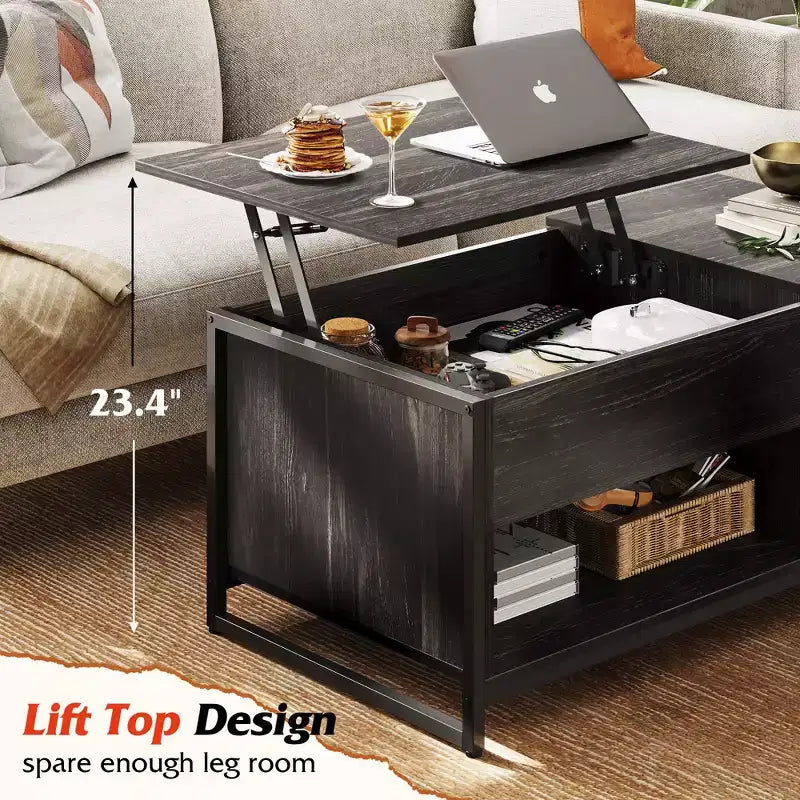 Coffee Table, 41.7 Lift Top Coffee Table with Storage Cabinet and Hidden Compartment, Wood Center Table for Living Room