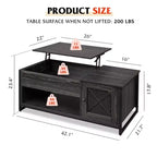 Coffee Table, 41.7 Lift Top Coffee Table with Storage Cabinet and Hidden Compartment, Wood Center Table for Living Room