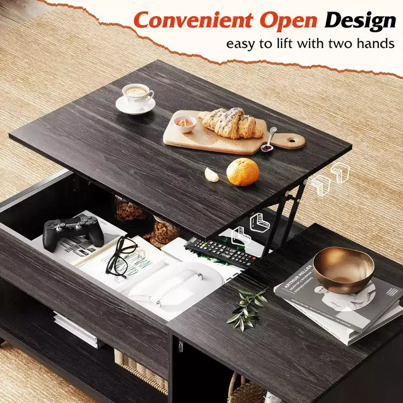 Coffee Table, 41.7 Lift Top Coffee Table with Storage Cabinet and Hidden Compartment, Wood Center Table for Living Room