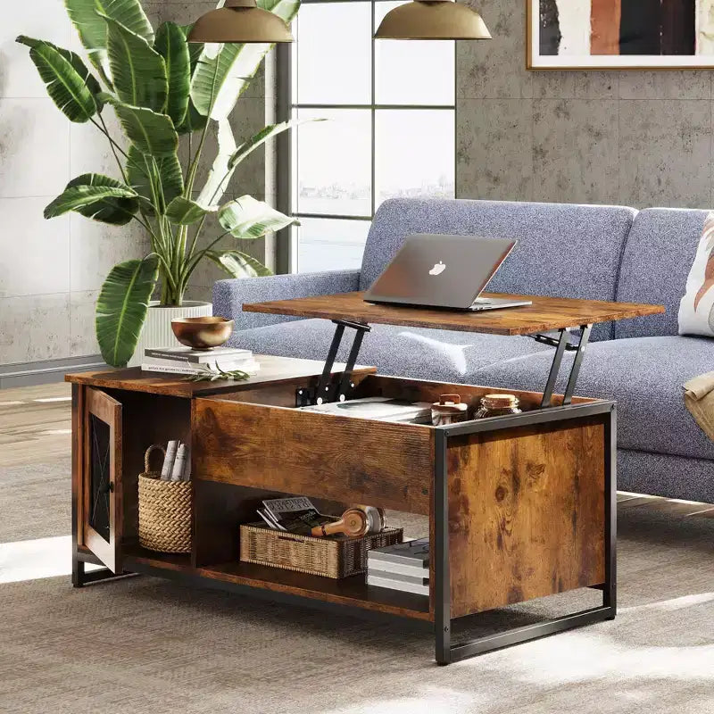 Coffee Table, 41.7 Lift Top Coffee Table with Storage Cabinet and Hidden Compartment, Wood Center Table for Living Room