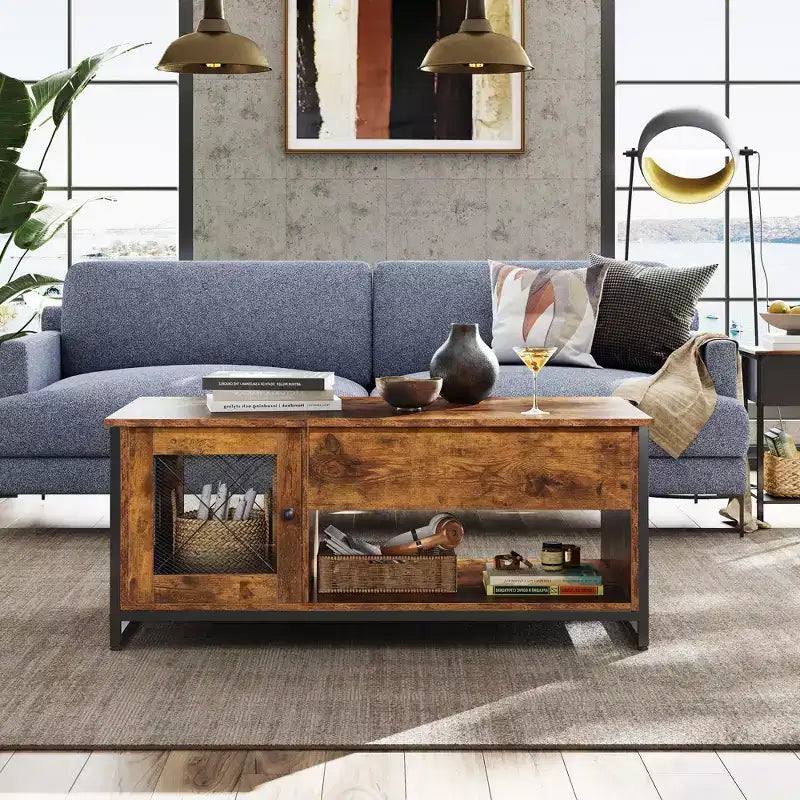 Coffee Table, 41.7 Lift Top Coffee Table with Storage Cabinet and Hidden Compartment, Wood Center Table for Living Room