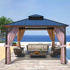 EAGLE PEAK Aluminum Frame with Steel Double Roof Hardtop Gazebo, Brown