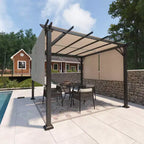 EAGLE PEAK 10'x10' Outdoor Pergola with Retractable Sunshade Canopy, Beige