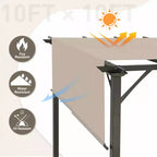 EAGLE PEAK 10'x10' Outdoor Pergola with Retractable Sunshade Canopy, Beige
