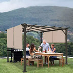 EAGLE PEAK 10'x10' Outdoor Pergola with Retractable Sunshade Canopy, Beige