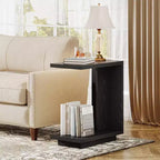 Tribesigns C-Shaped End Table with 2-Tier Storage Shelves
