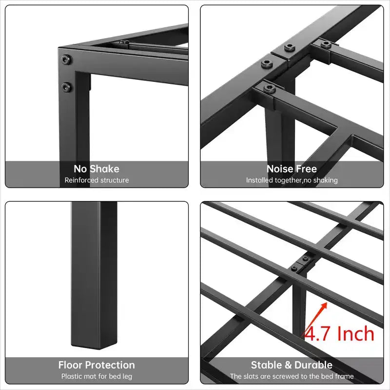 Whizmax 6 Inch Bed Frame No Box Spring Needed, Heavy Duty Metal Platform Bed Frame Twin Size for Bedroom Easy Assembly, Noise Free, Black