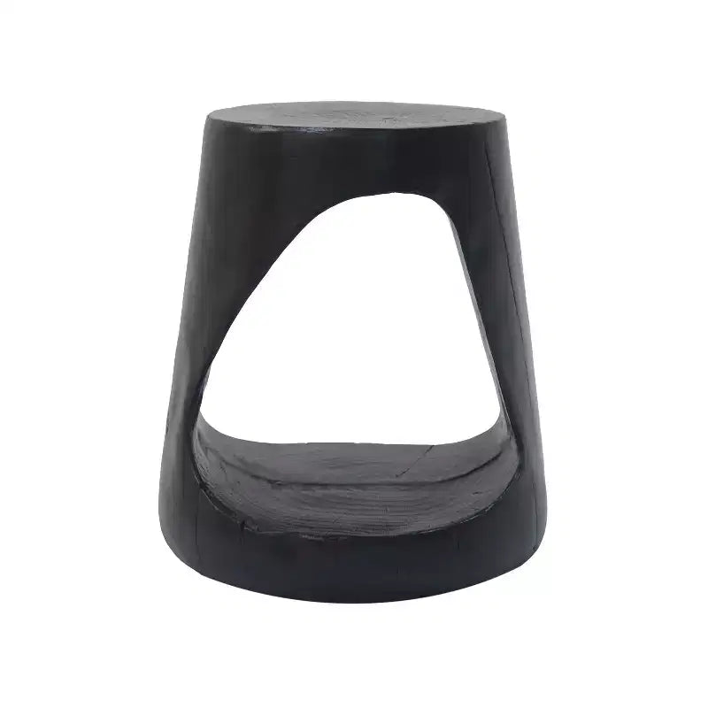 Hollow Side Table, Wood-like texture, Black Color