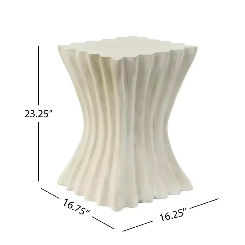 Artisanal Wavy Archaistic Side Table with Textured Beige Finish