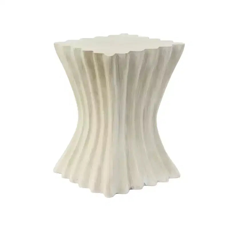 Artisanal Wavy Archaistic Side Table with Textured Beige Finish