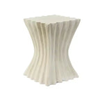 Artisanal Wavy Archaistic Side Table with Textured Beige Finish