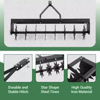 32 Tow Behind Spike Aerator, Tow Behind Lawn Plug Aerator with Soil Penetrator Spikes for Lawn, Yard and Garden