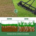 32 Tow Behind Spike Aerator, Tow Behind Lawn Plug Aerator with Soil Penetrator Spikes for Lawn, Yard and Garden