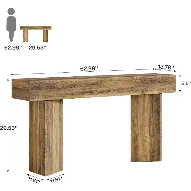 Lantine 63-Inch Farmhouse Console Table, Narrow Long Sofa Table Behind Couch