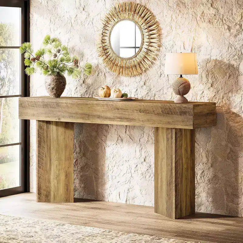 Lantine 63-Inch Farmhouse Console Table, Narrow Long Sofa Table Behind Couch