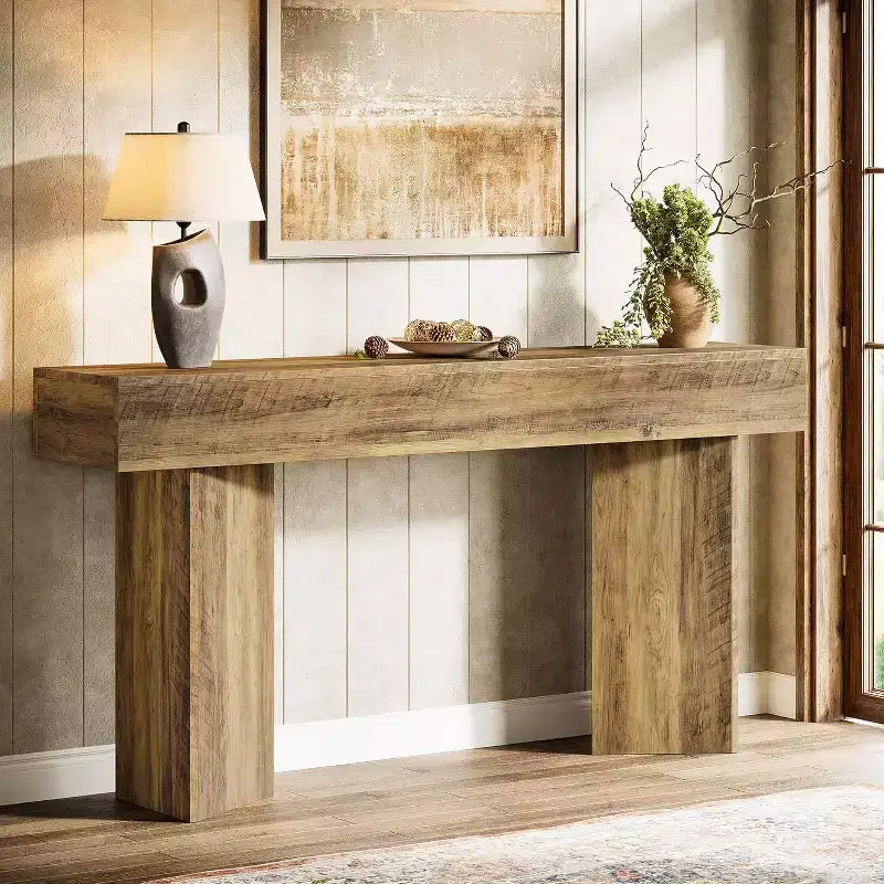 Lantine 63-Inch Farmhouse Console Table, Narrow Long Sofa Table Behind Couch