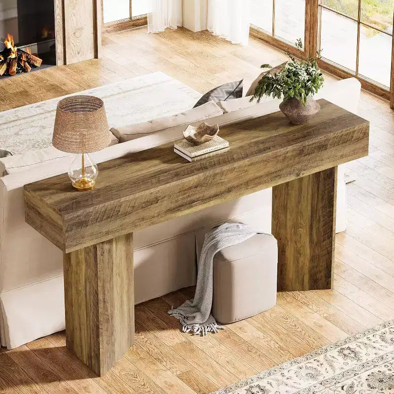 Lantine 63-Inch Farmhouse Console Table, Narrow Long Sofa Table Behind Couch