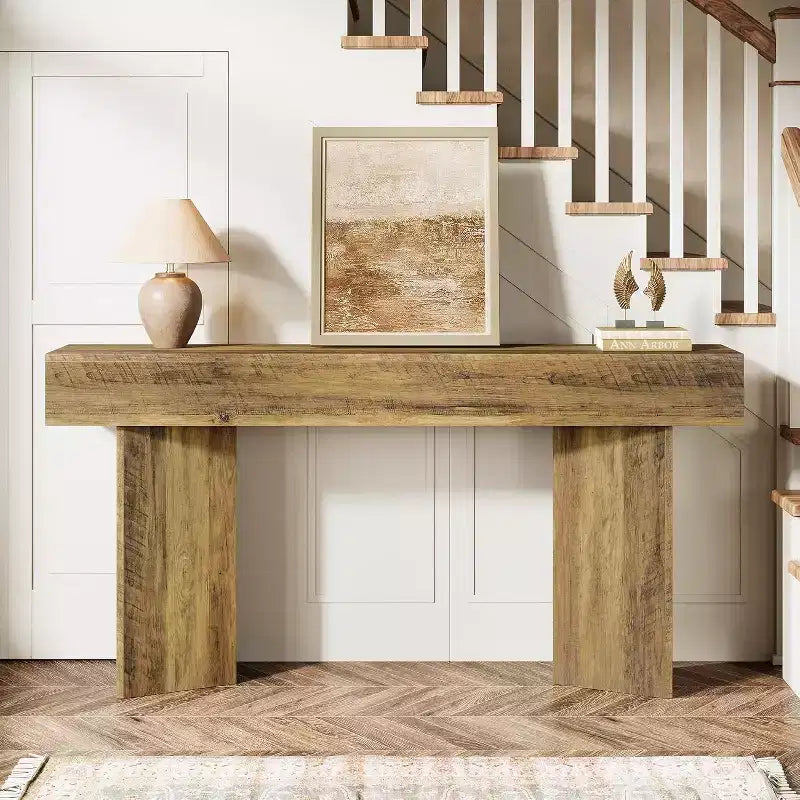 Lantine 63-Inch Farmhouse Console Table, Narrow Long Sofa Table Behind Couch