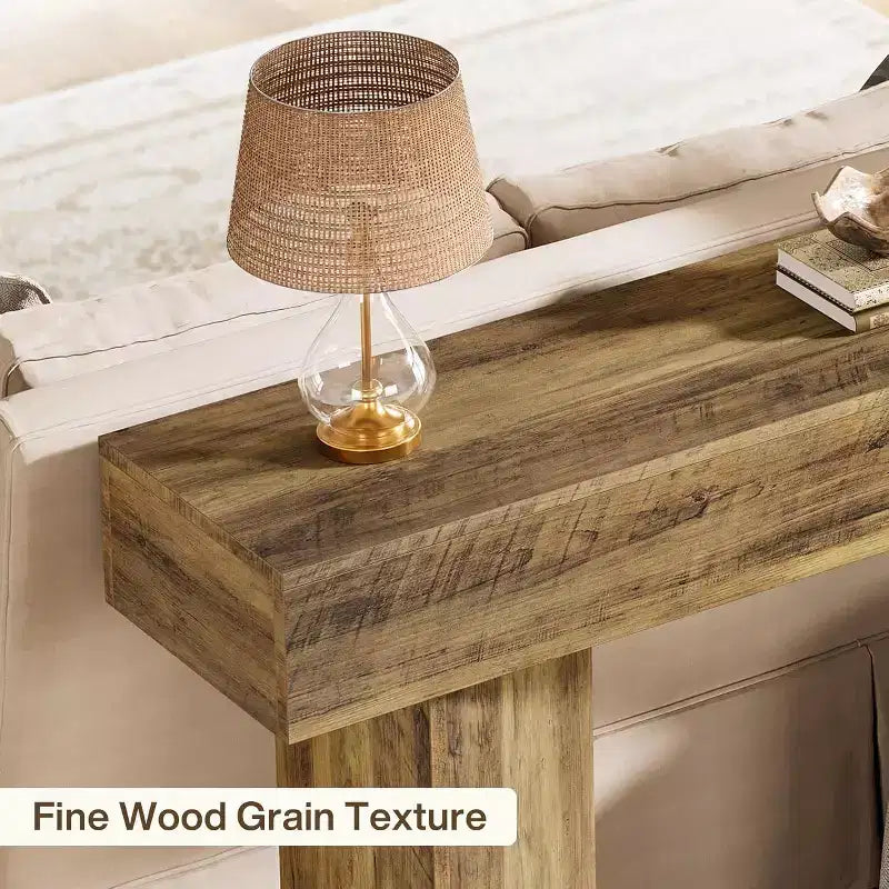 Lantine 63-Inch Farmhouse Console Table, Narrow Long Sofa Table Behind Couch