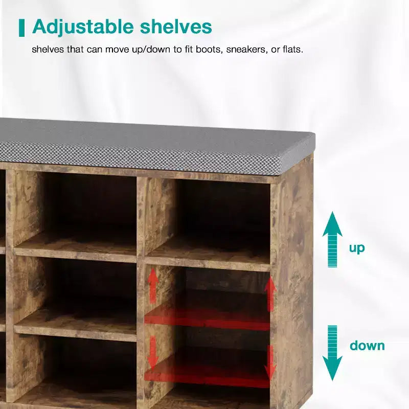BestMassage Shoe Bench Storage Shoe Organizer Entryway Bench with with Cushion