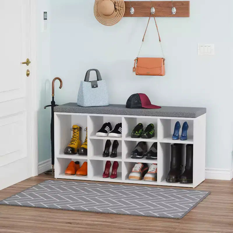 BestMassage Shoe Bench Storage Shoe Organizer Entryway Bench with with Cushion